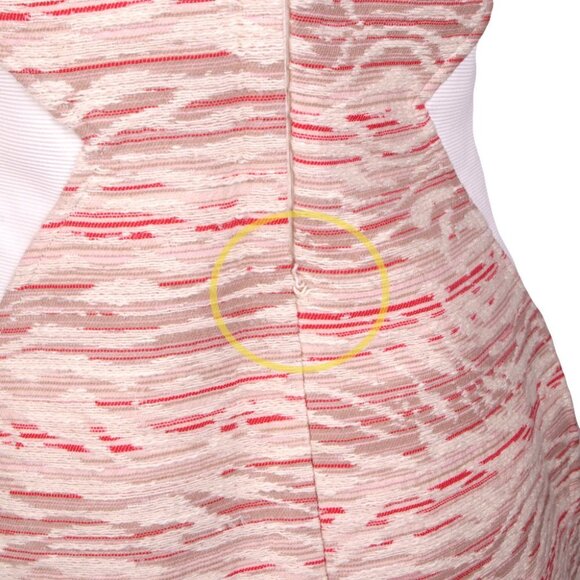 AS by DF Woven Short Dress Halter Neck Stretch Mesh Side Panel Cream Red Tan - Picture 6 of 9